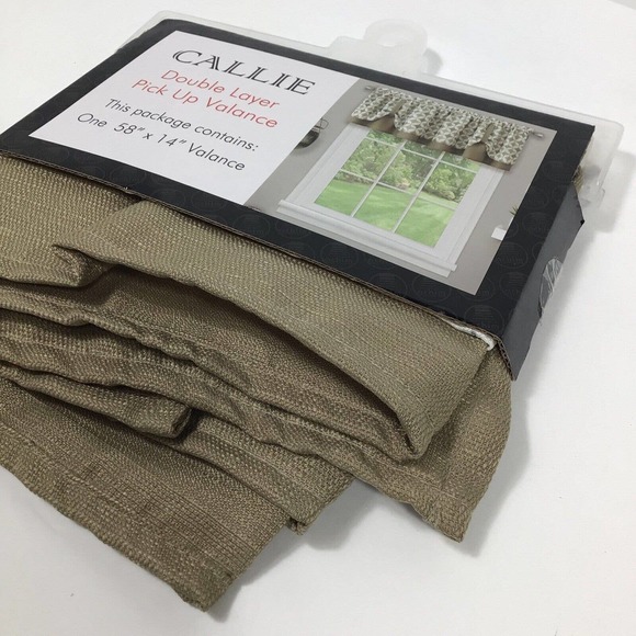 Callie Double Layer Pick Up Valance - 58x14 - Taupe/Silver - Picture 3 of 11